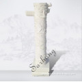 White  Beautiful Relief Antique Marble Pillar Square Column